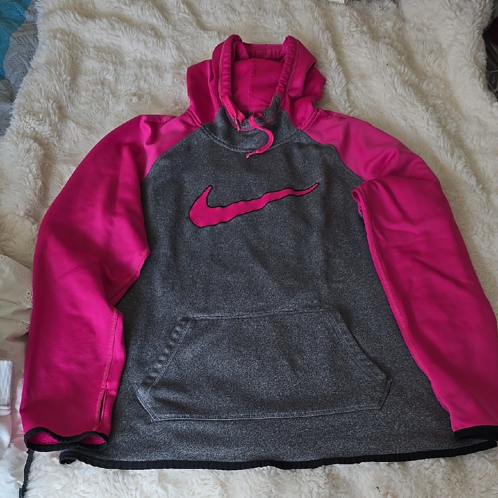 Nike Pink and Gray Hoodie